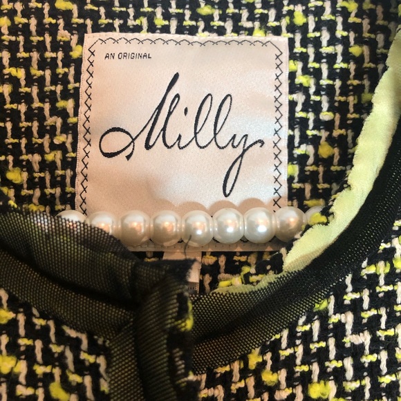 Milly Tweed Blazer Jacket Black and White Neon - Picture 2 of 4